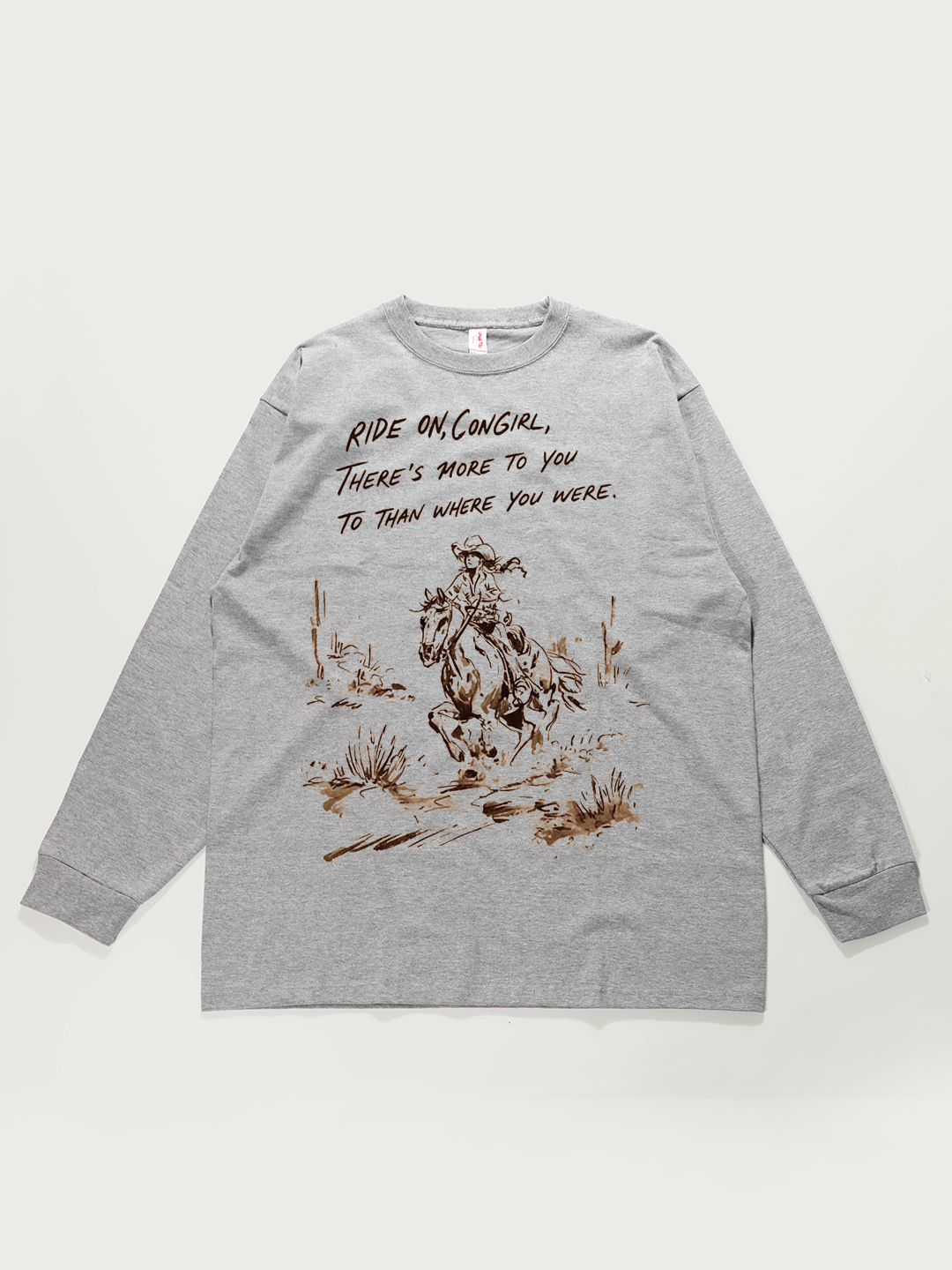 Ride On, Cowgirl - Unisex Retro Cotton Long Sleeve T-Shirt