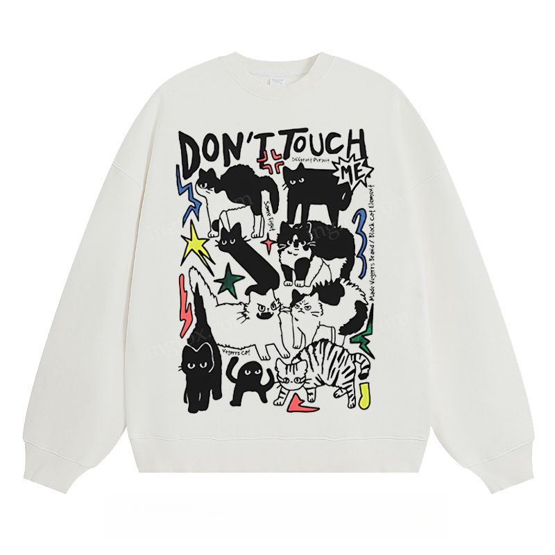 "Don't Touch Me" Cat Graphic - Classic Unisex Fit Crewneck Sweatshirt