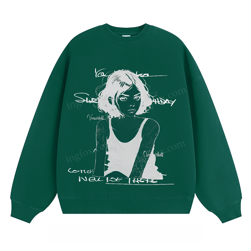 Artistic Portrait & Text - Classic Unisex Fit Crewneck Sweatshirt