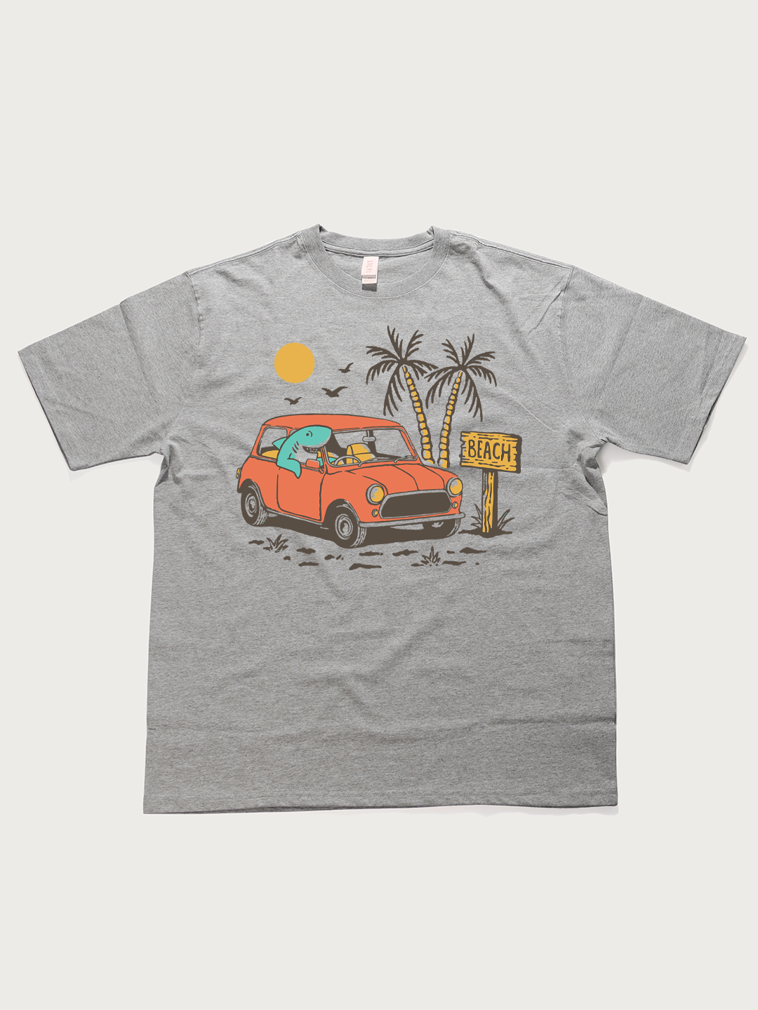 Beach Car Cartoon - Unisex Retro Cotton Short Sleeve T-Shirt