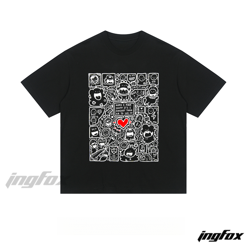 Playful Cartoon Doodle Collage - Loose Fit Short Sleeve T-Shirt