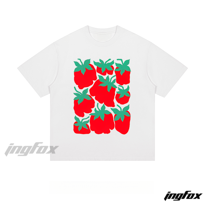 Playful Strawberry Pattern - Loose Fit Short Sleeve T-Shirt