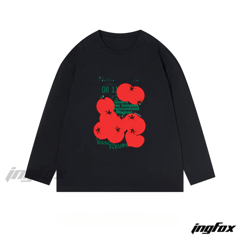 Tomato and Text Collage Graphic - Classic Cotton Long Sleeve Tee