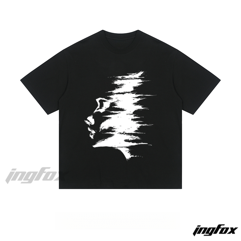 Fragmented Profile Silhouette - Loose Fit Short Sleeve T-Shirt