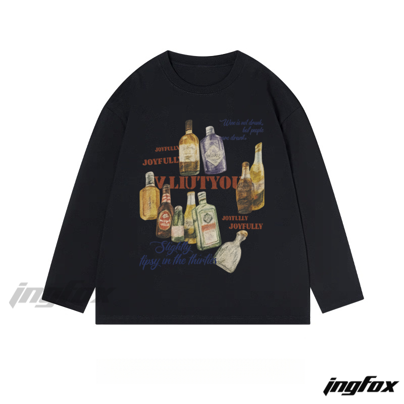 "VLIUTYOU" Bottle Graphic - Classic Cotton Long Sleeve Tee