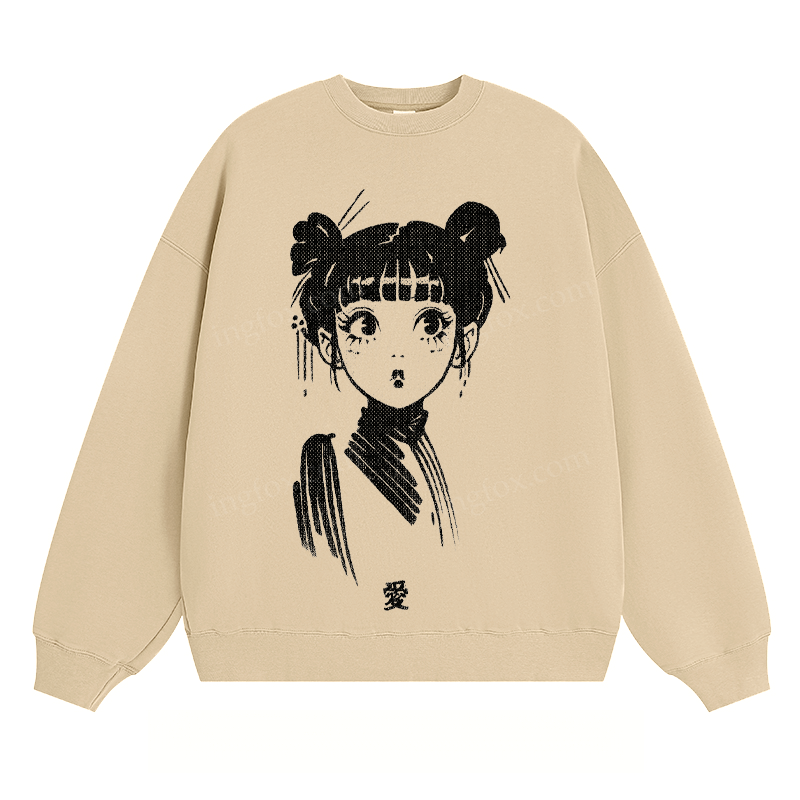 Anime Girl Graphic - Classic Unisex Fit Crewneck Sweatshirt