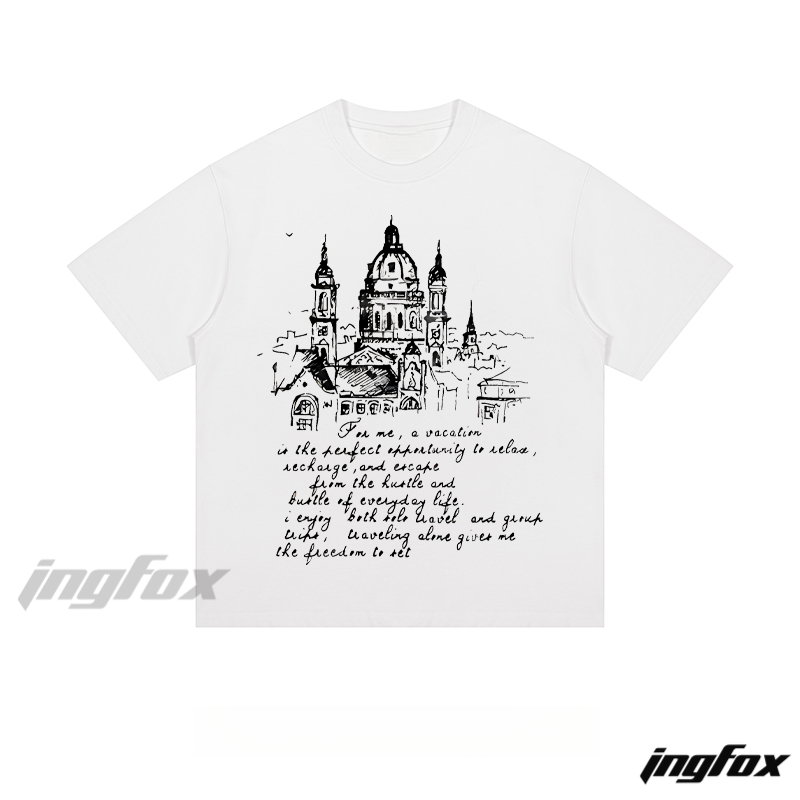 Architectural Sketch & Travel Quote - Loose Fit Short Sleeve T-Shirt