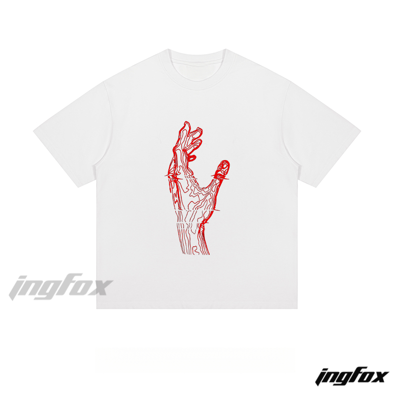 Line Art Hand - Loose Fit Short Sleeve T - Shirt