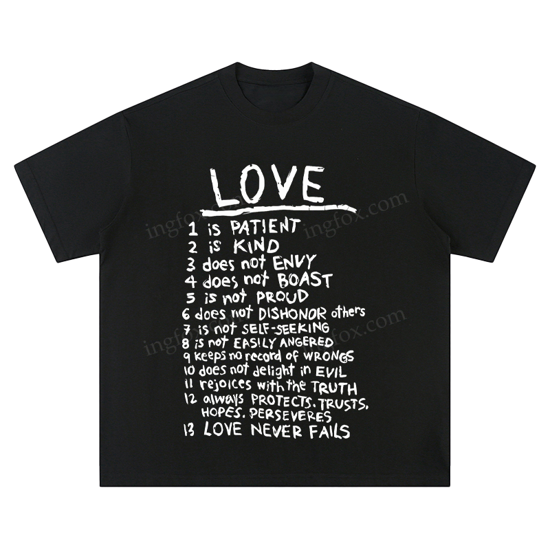 "Love Is..." Biblical Quote - Unisex Fit Short Sleeve T - Shirt