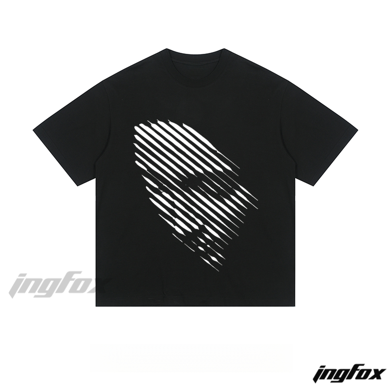 Abstract Stripe Face - Loose Fit Short Sleeve T - Shirt