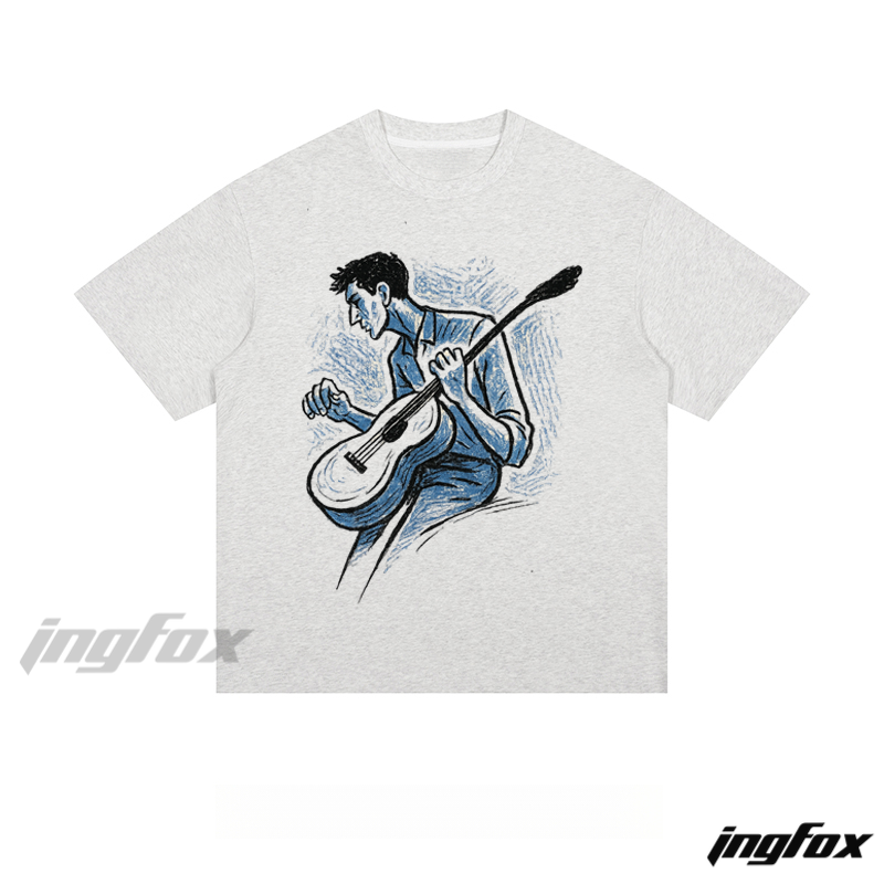 Guitar - Player Sketch - Loose Fit Short Sleeve T - Shirt