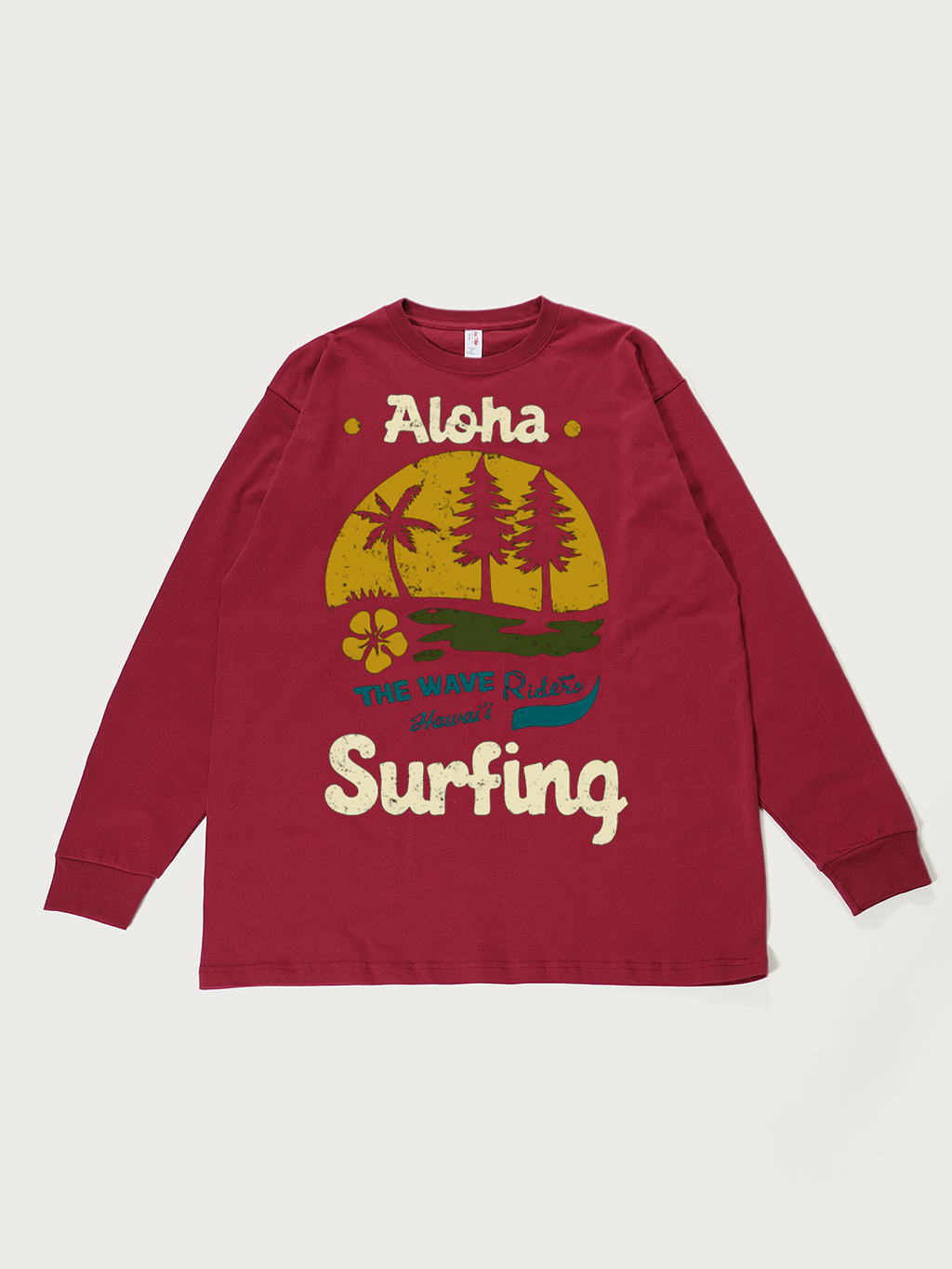 Aloha Hawaii Surfing - Unisex Retro Cotton Long Sleeve T-Shirt