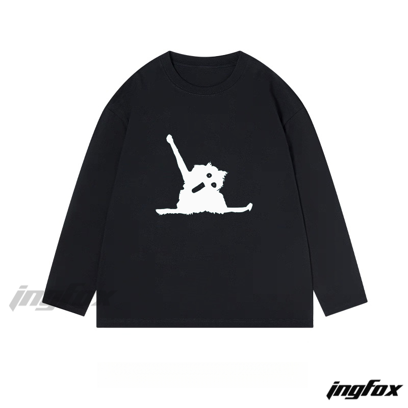 Playful Silhouette Graphic - Classic Cotton Long Sleeve Tee