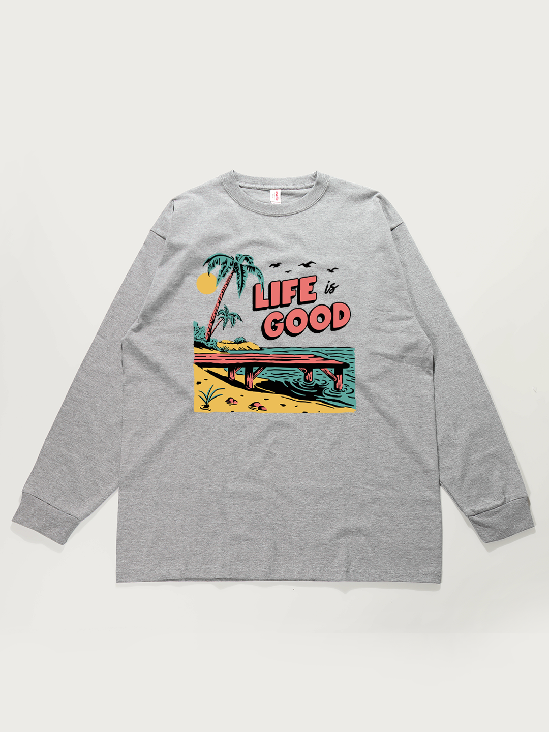 Life Is Good Beach - Unisex Retro Cotton Long Sleeve T-Shirt