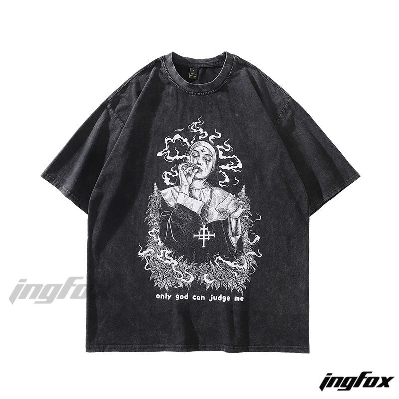 Rebel Nun Cool Vibe - Vintage Washed Oversized T-Shirt