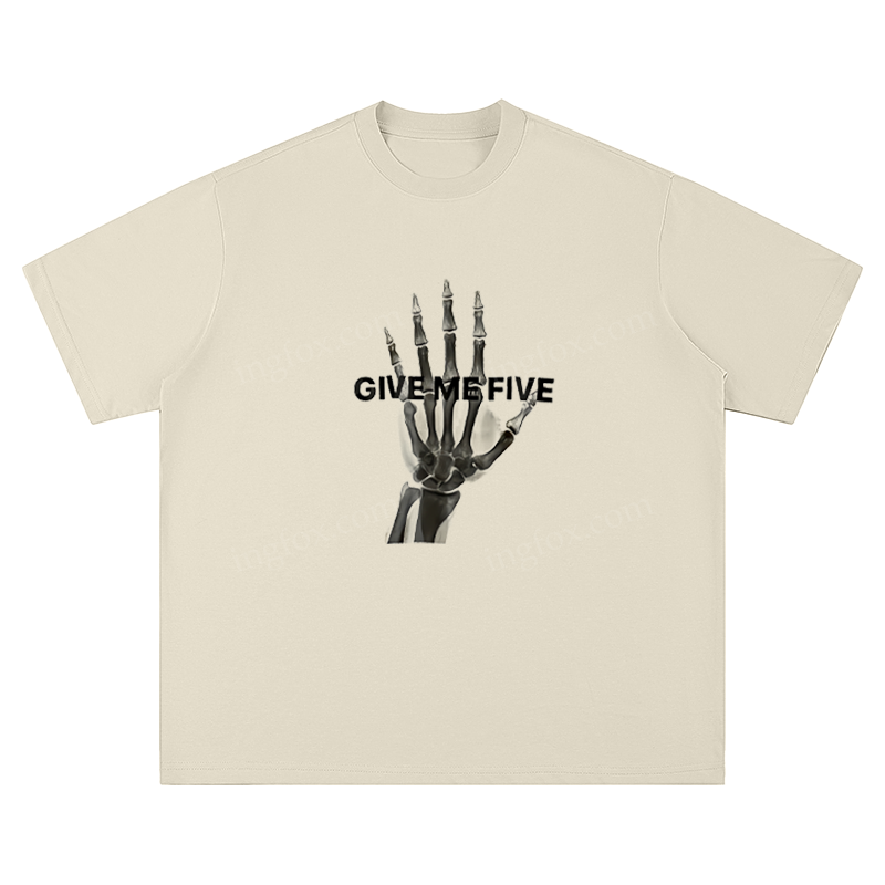 "Give Me Five" Skeleton Hand - Unisex Fit Short Sleeve T - Shirt