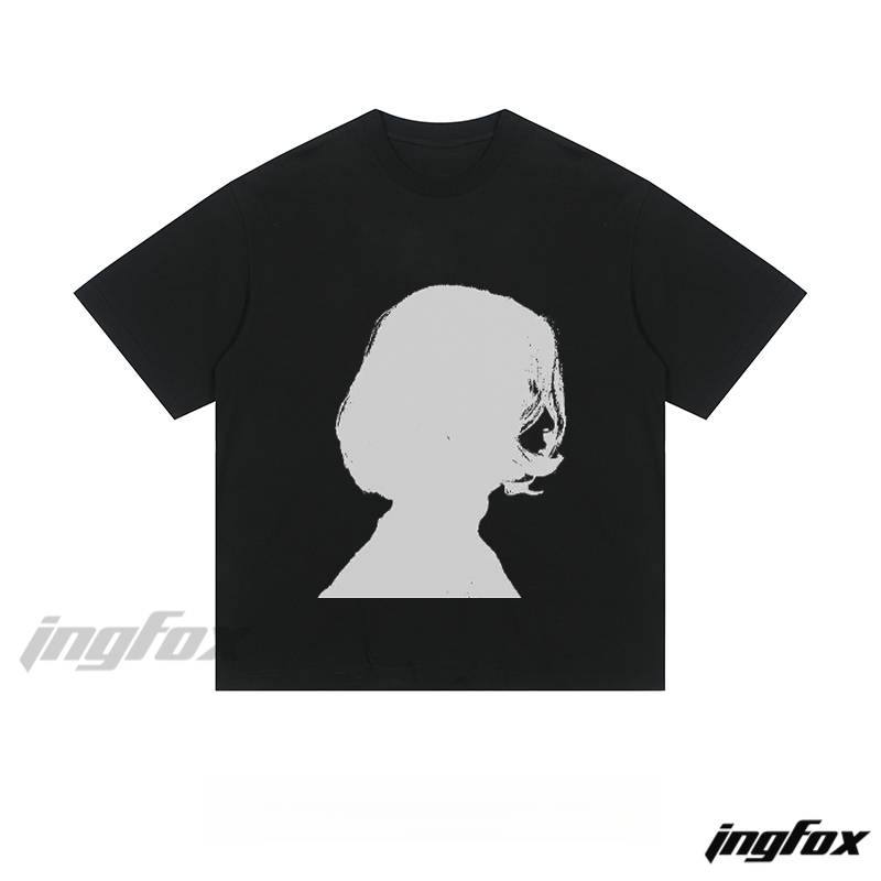 Short - Haired Silhouette - Loose Fit Short Sleeve T - Shirt