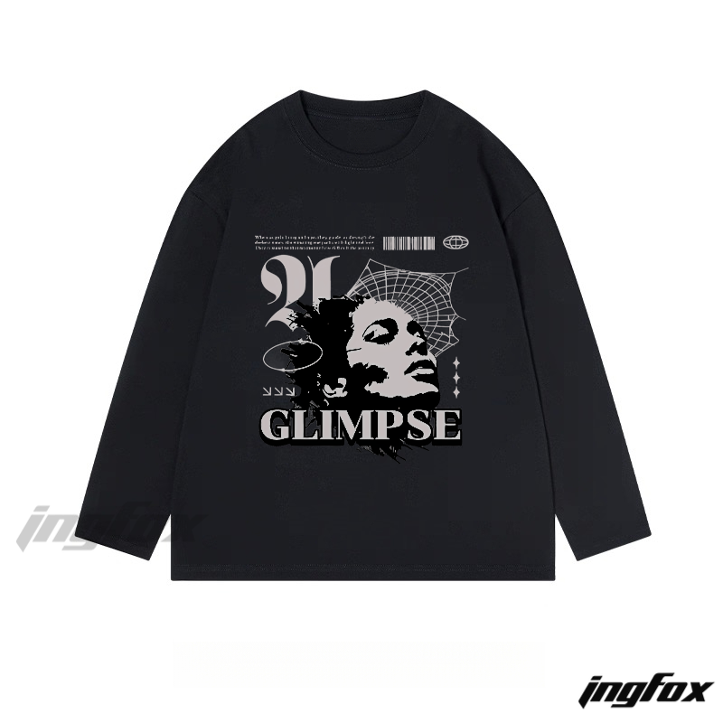 "Glimpse" Artistic Collage Graphic - Classic Cotton Long Sleeve Te