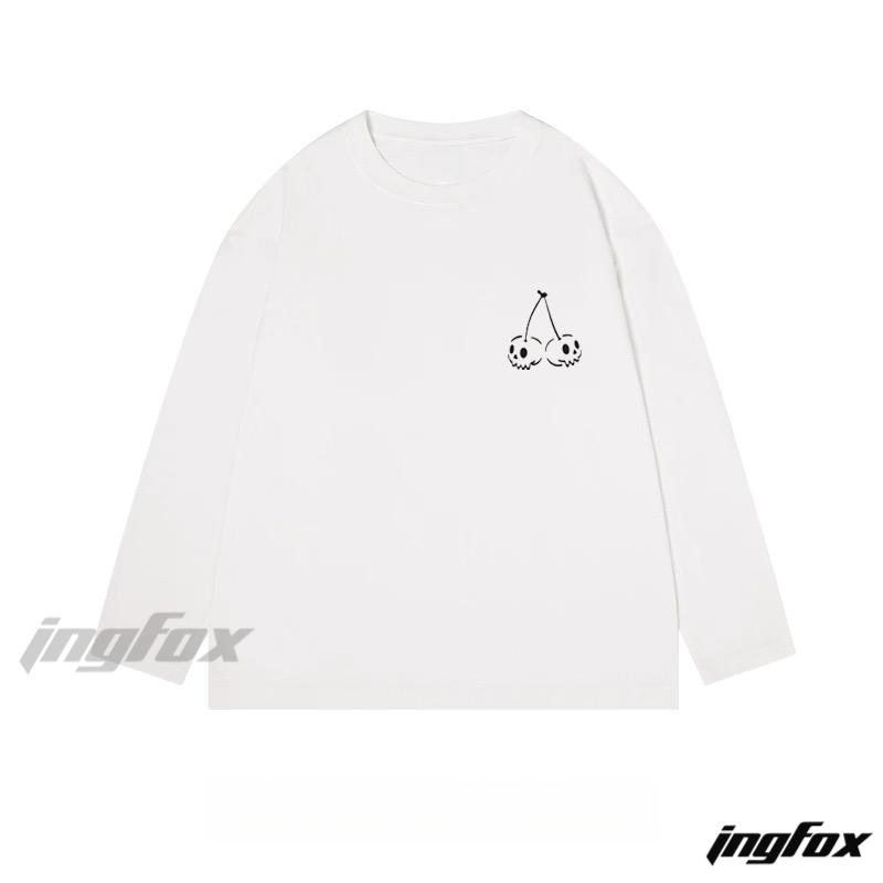 Skull - Cherries Graphic - Classic Cotton Long Sleeve Tee