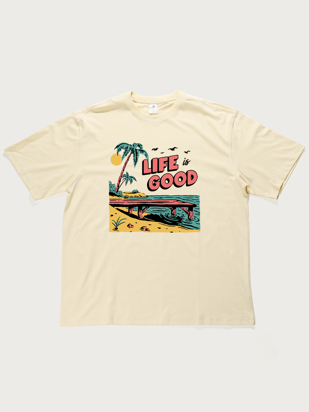 Life Is Good Beach - Unisex Retro Cotton Short Sleeve T-Shirt