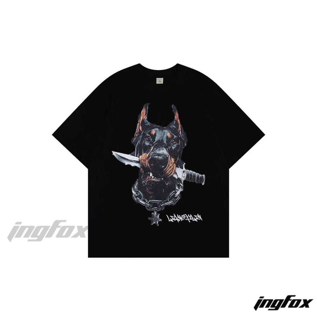 Doberman Graphic - Oversized T - Shirt