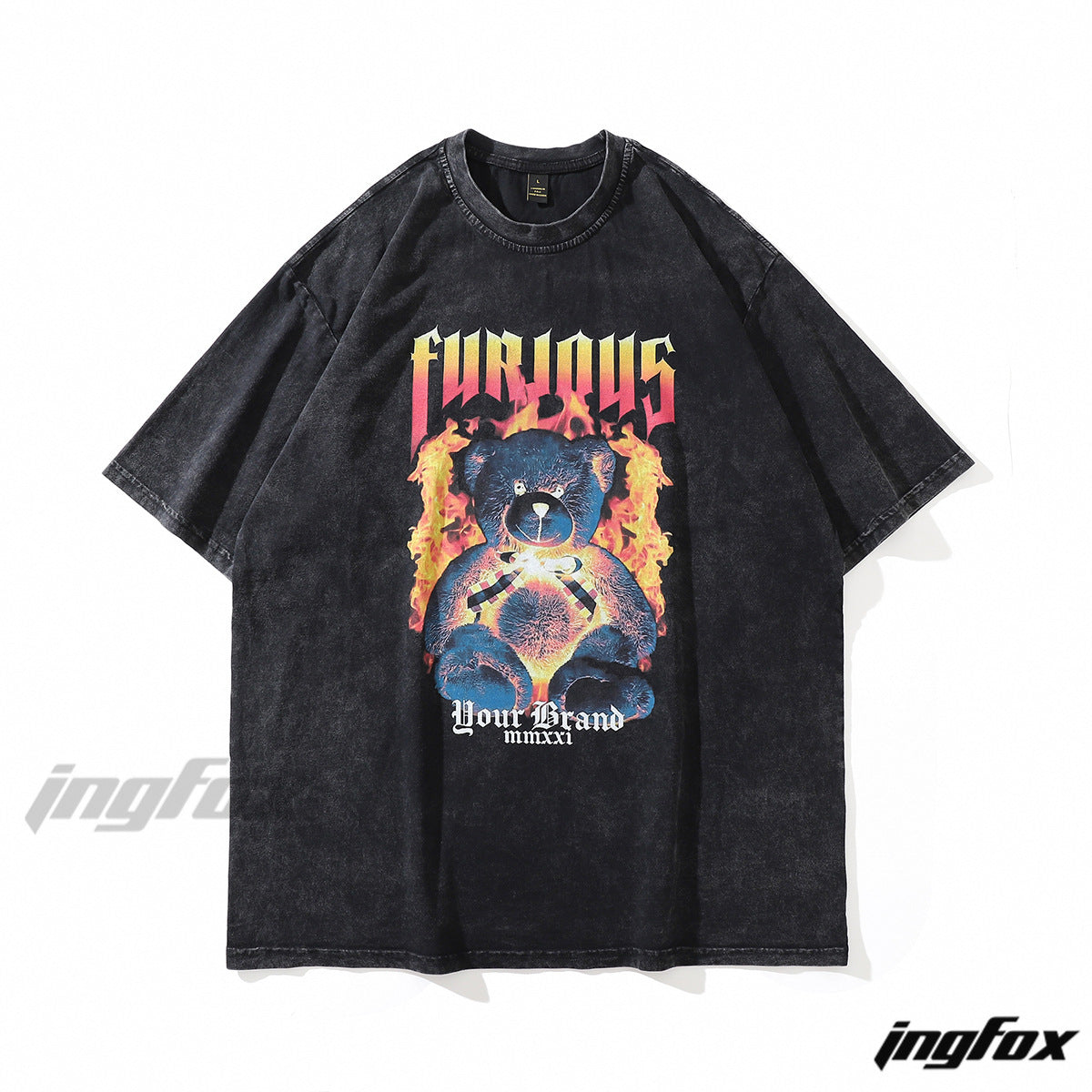 FURIOUS Gothic Bear - Vintage Washed Oversized T-Shirt