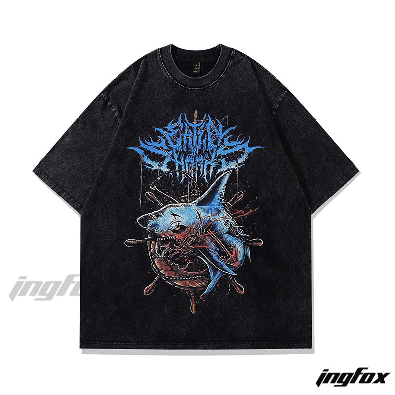 Shark Metal Vibe - Vintage Washed Oversized T-Shirt