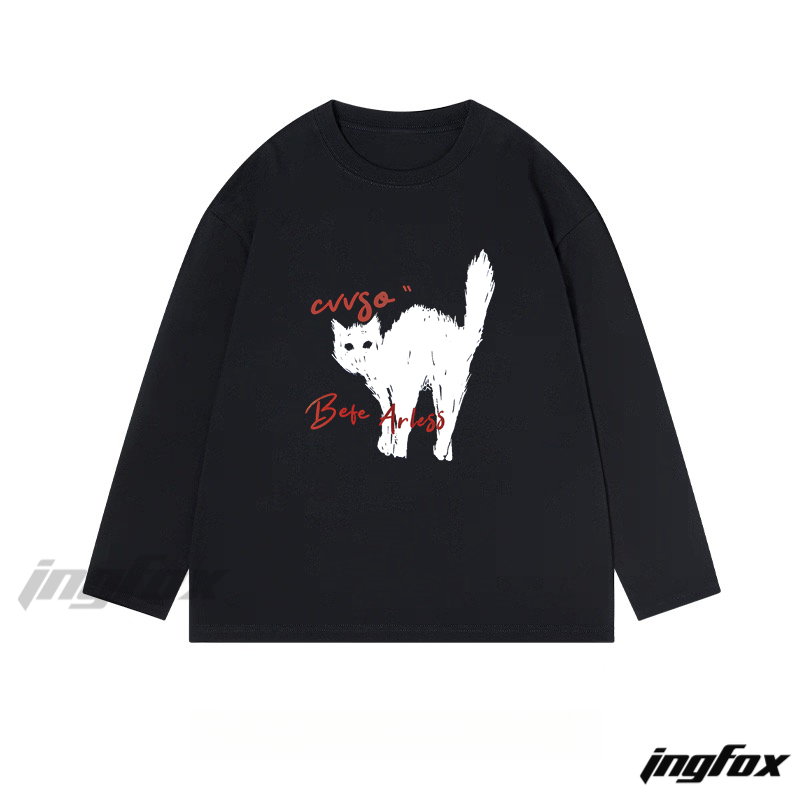 Black Cat - Themed Classic Cotton Long Sleeve Tee