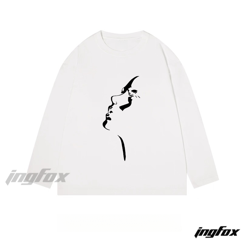 Silhouette Portrait Graphic - Classic Cotton Long Sleeve Tee