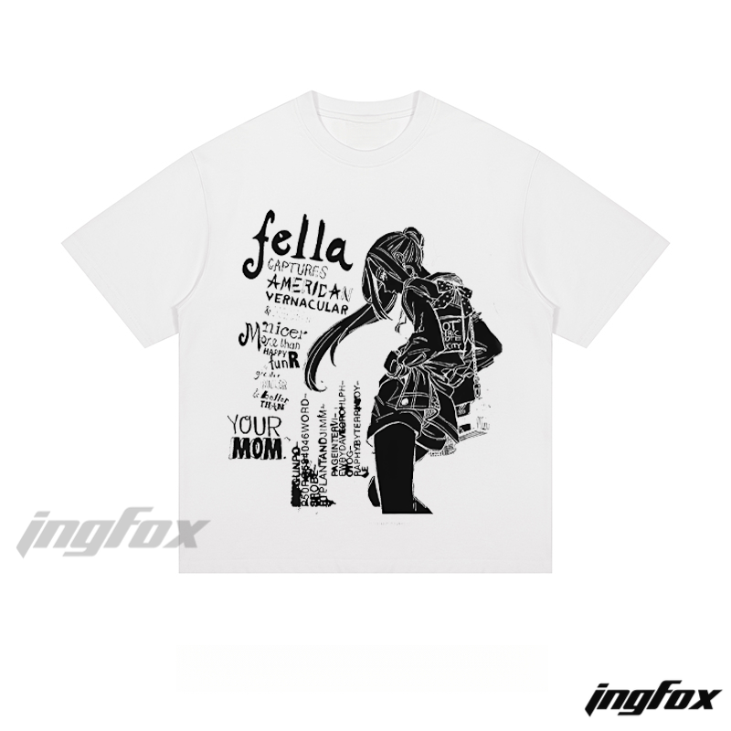 Anime-Inspired Typography - Loose Fit Short Sleeve T-Shirt