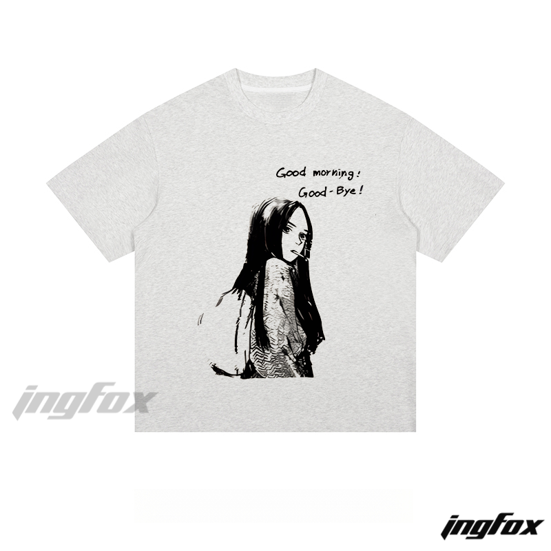 Graphic Girl "Good morning: Good-Bye!" - Loose Fit Short Sleeve T - Shirt