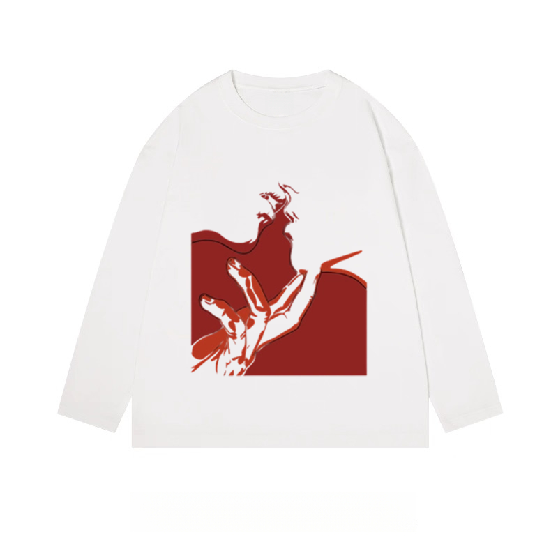 Red Hand & Silhouette - Classic Cotton Long Sleeve Tee