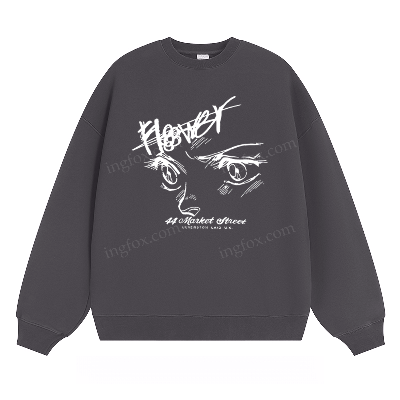 Anime Eyes & "Flower" - Classic Unisex Fit Crewneck Sweatshirt