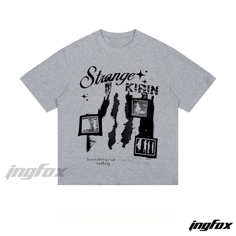 Grunge Collage "Strange KIRIM" - Loose Fit Short Sleeve T - Shirt