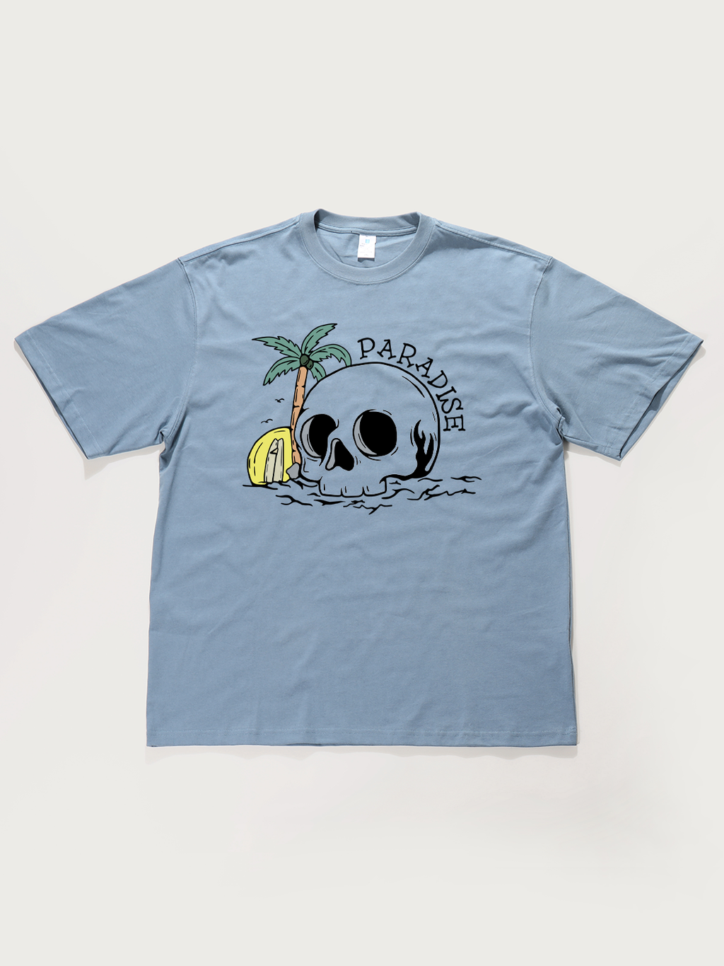 Paradise Skull Beach - Unisex Retro Cotton Short Sleeve T-Shirt