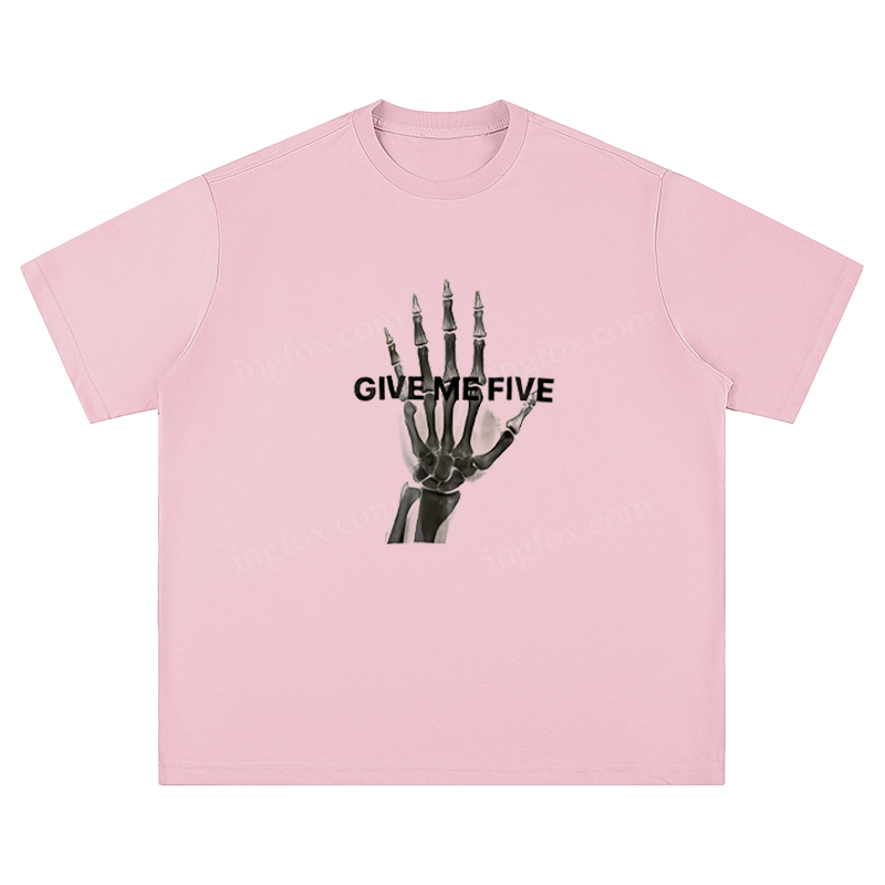"Give Me Five" Skeleton Hand - Unisex Fit Short Sleeve T - Shirt