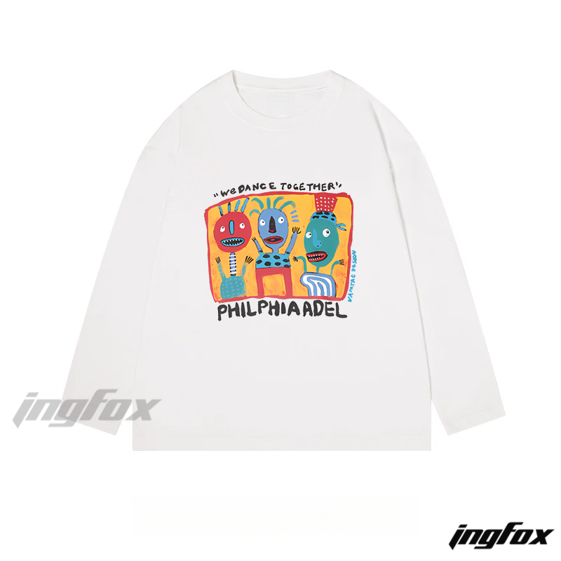 "We Dance Together" Cartoon Graphic - Classic Cotton Long Sleeve Tee