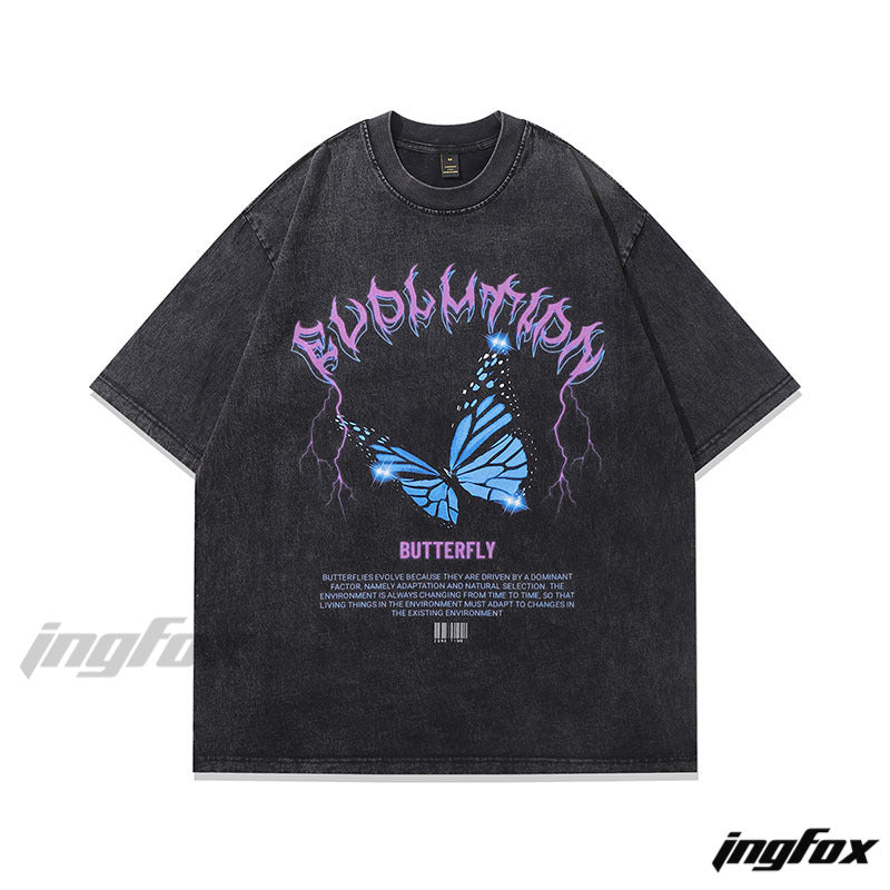 Butterfly Evolution Vibe - Vintage Washed Oversized T-Shirt