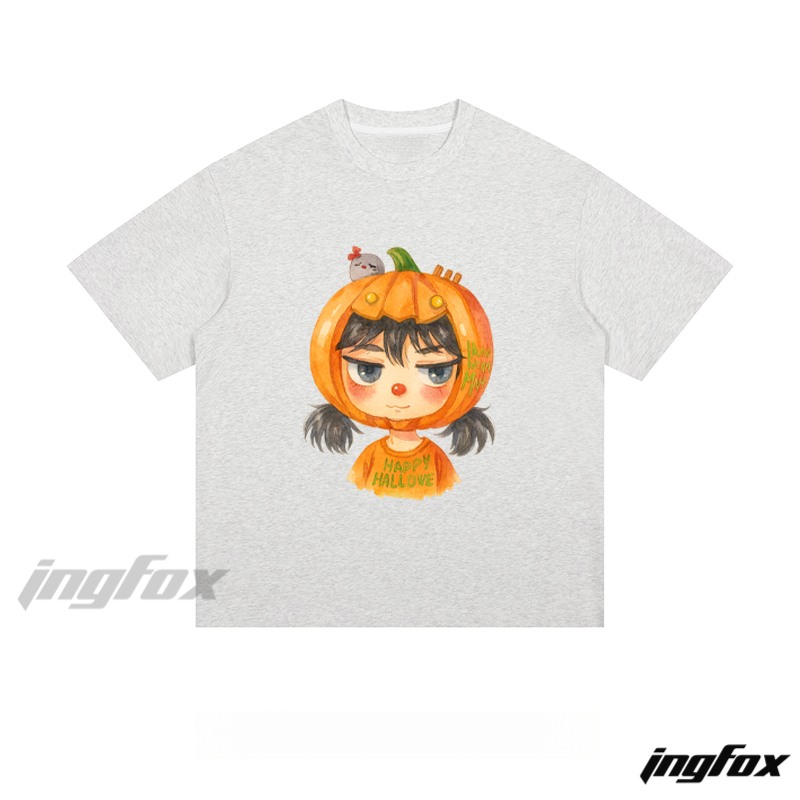 Halloween Pumpkin Girl Graphic - Loose Fit Short Sleeve T-Shirt