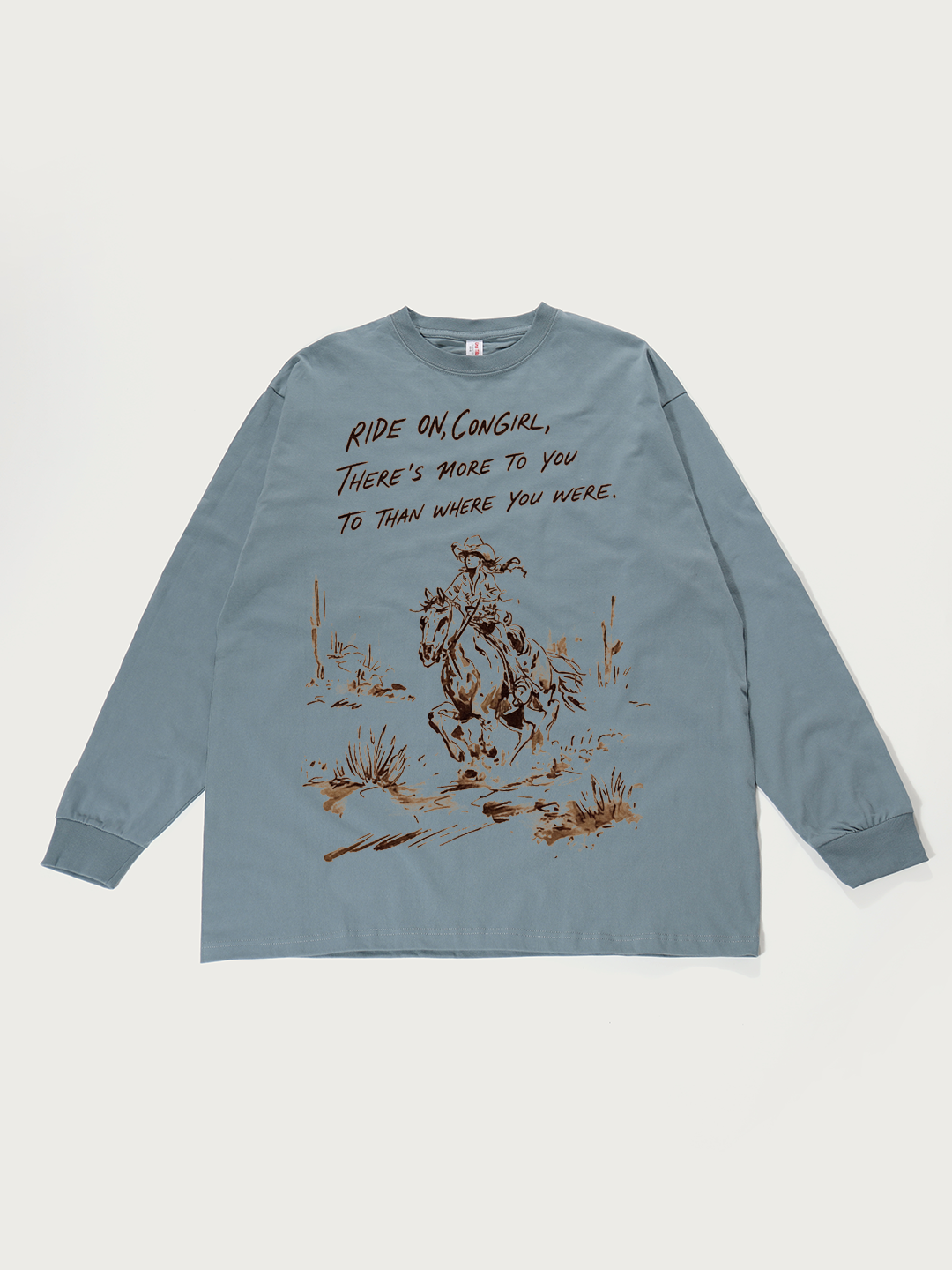 Ride On, Cowgirl - Unisex Retro Cotton Long Sleeve T-Shirt