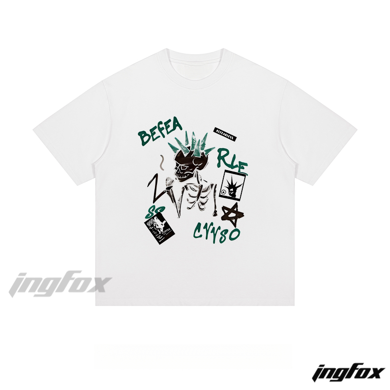 Rebel Skeleton Collage - Loose Fit Short Sleeve T - Shirt