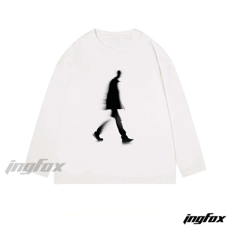 Walking Figure Silhouette - Classic Cotton Long Sleeve Tee