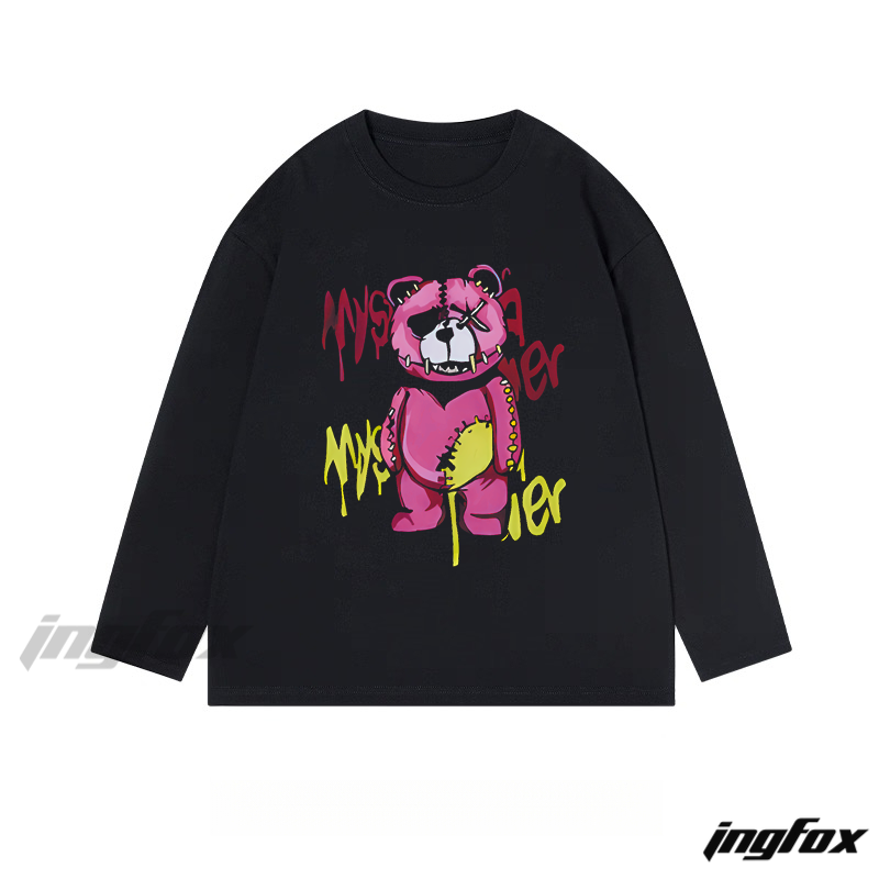 Cartoon Bear - Themed Classic Cotton Long Sleeve Tee