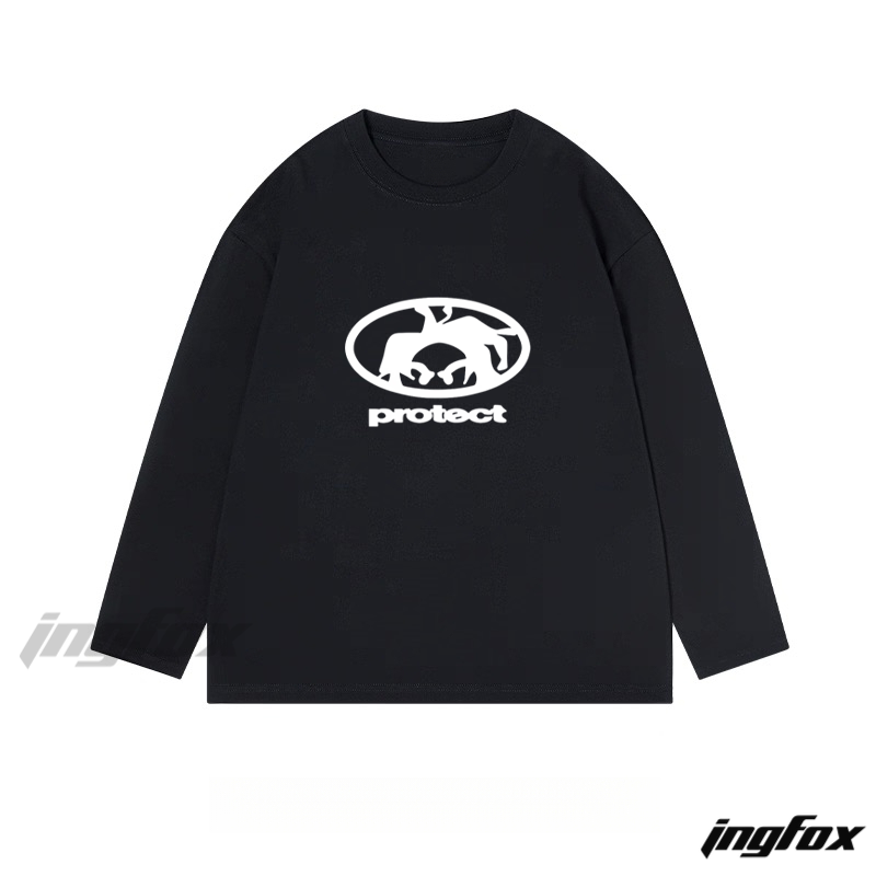 "Protect" Abstract Figure Graphic - Classic Cotton Long Sleeve Tee