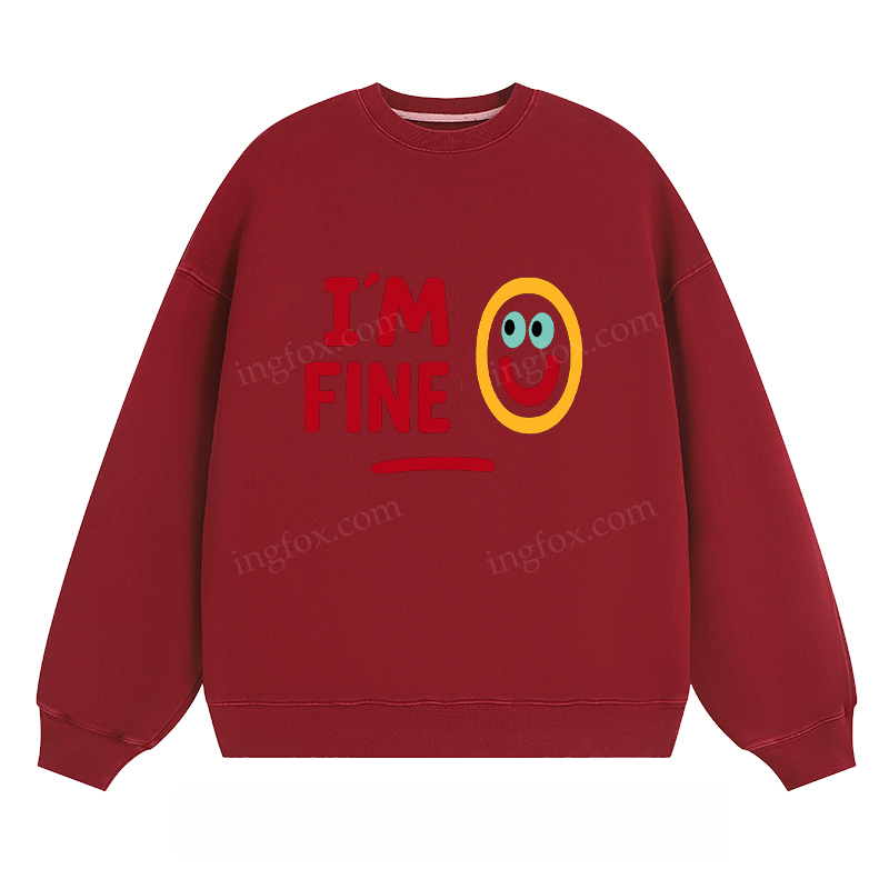 I'M FINE Smiley Graphic - Classic Unisex Fit Crewneck Sweatshirt
