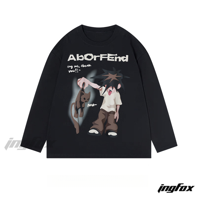 "AbOrFEnD" Anime - Style Character - Themed Classic Cotton Long Sleeve Tee