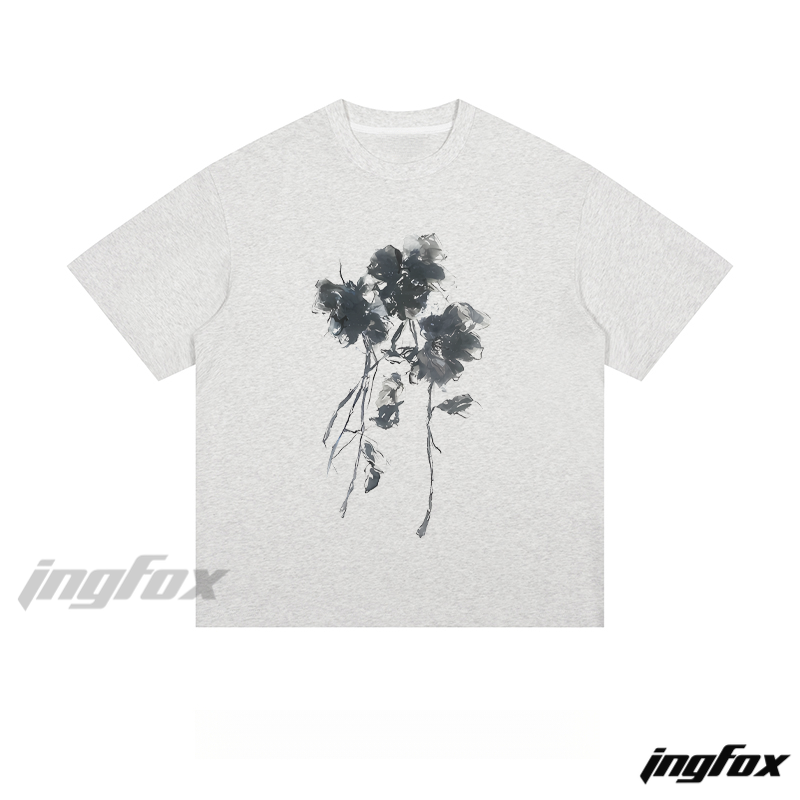 Ink Flower Brushstroke - Loose Fit Short Sleeve T-Shirt