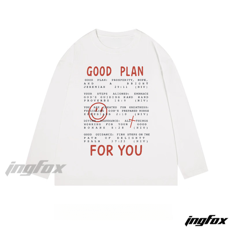 "Good Plan For You" Biblical Text Graphic - Classic Cotton Long Sleeve Tee