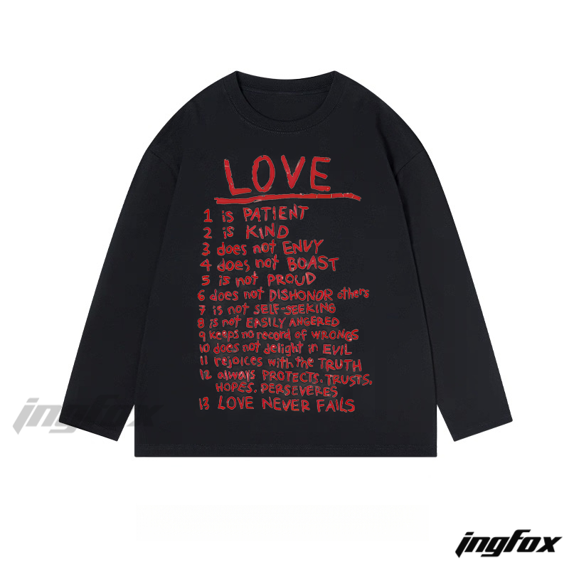 "Love" Qualities List Graphic - Classic Cotton Long Sleeve Tee
