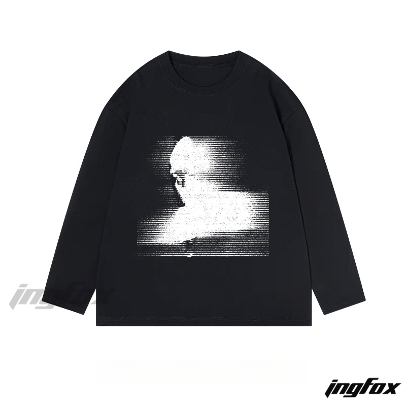 Glitch - Style Figure Graphic - Classic Cotton Long Sleeve Tee